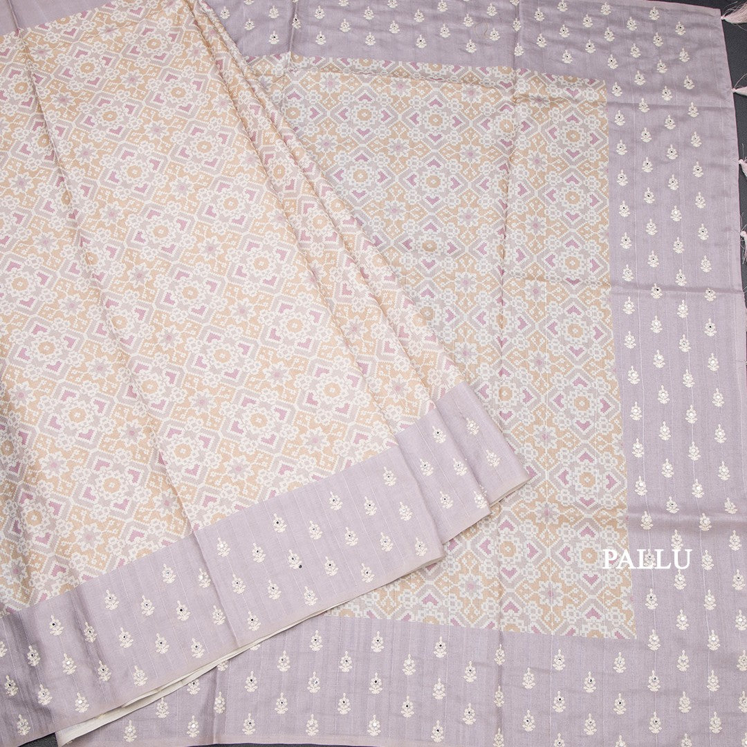Raw Silk Multi Colour Printed Saree With Thread Border 03