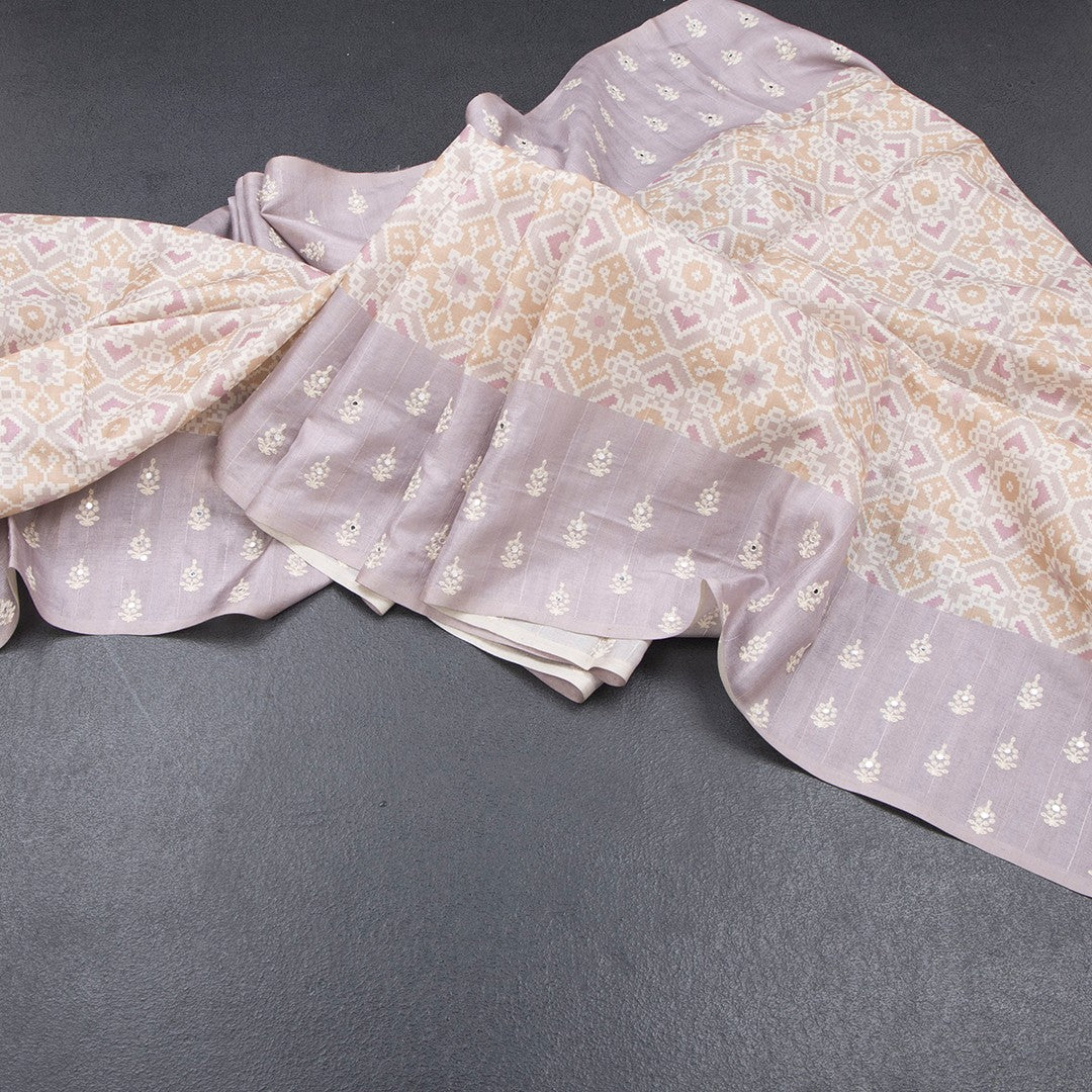 Raw Silk Multi Colour Printed Saree With Thread Border 03