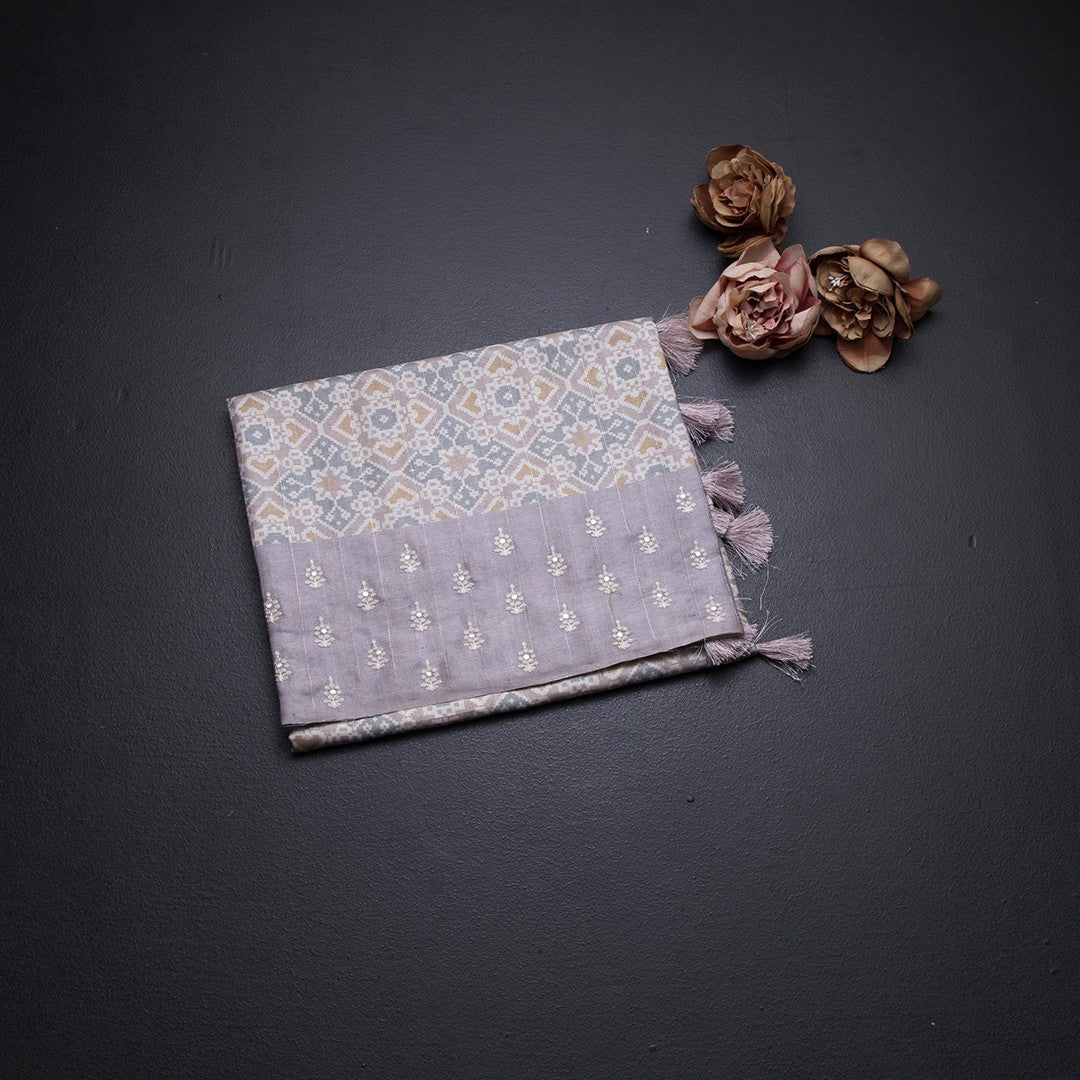 Raw Silk Multi Colour Printed Saree With Thread Border 04
