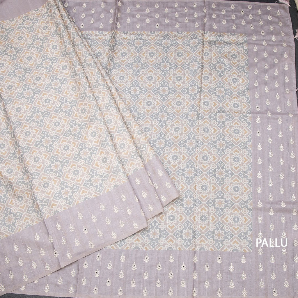Raw Silk Multi Colour Printed Saree With Thread Border 04