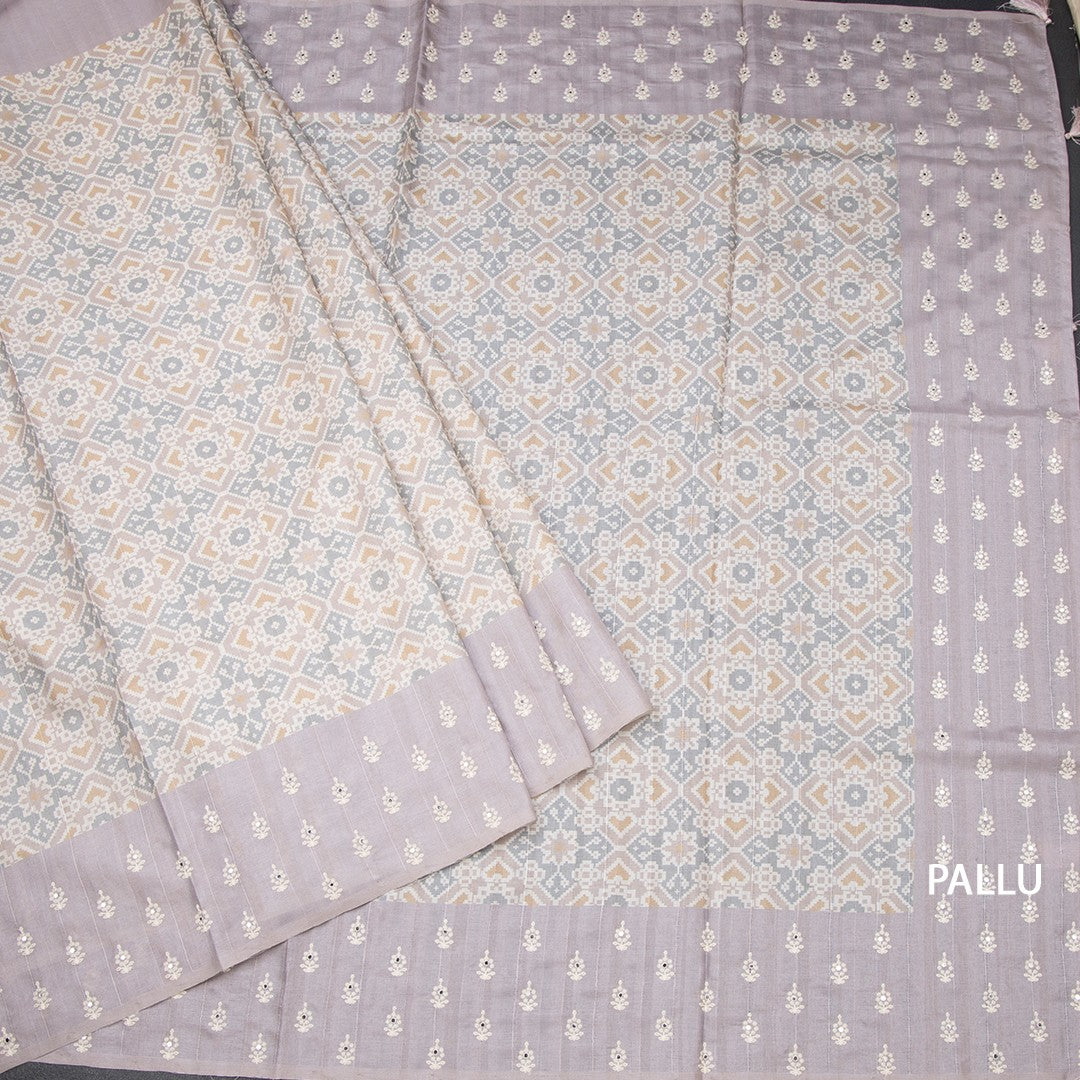 Raw Silk Multi Colour Printed Saree With Thread Border 04
