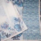 Raw Silk Cream Floral Printed Saree With Ribbon Border 06