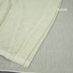 Semi Linen Pista Green Thread Work Saree
