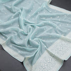 Semi Linen Powder Blue Thread Work Saree - Kumaran Silks