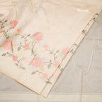 Linen Sandal Floral Embroidered Saree And Zari Border