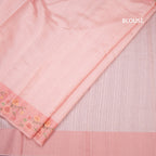 Tussar Peach Saree With Stone Buttas And Thread Border