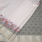 Kota Cream Saree With Mirror Buttas On The body And Zari Border