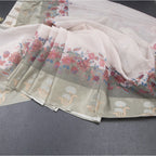 Kota Cream Saree With Mirror Buttas On The body And Zari Border