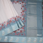 Kota Cream Saree With Mirror Buttas On The body And Zari Border 02
