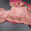 Tissue Light Peach Stripes Saree With Zari Buttas And Banaras Border