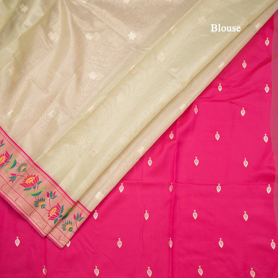 Tissue Light Green Saree With Zari Buttas And Banaras Border