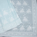 Kota Light Blue Floral Thread Work Saree