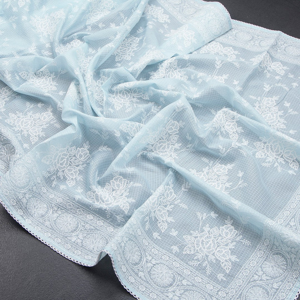 Kota Light Blue Floral Thread Work Saree - Kumaran Silks