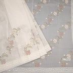 Kota Cream Floral Thread Work Saree
