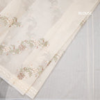 Kota Cream Floral Thread Work Saree
