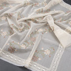 Kota Cream Floral Thread Work Saree - Kumaran Silks