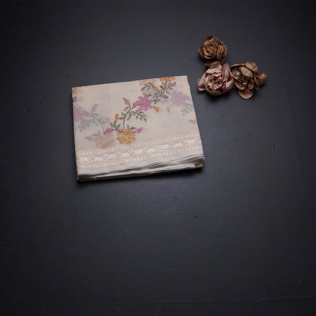 Kota Cream Floral Thread Work Saree 02