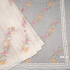 Kota Cream Floral Thread Work Saree 02