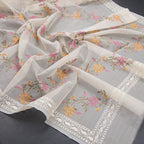 Kota Cream Floral Thread Work Saree 02 - Kumaran Silks