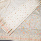 Kota Cream Floral Thread Buttas And Zari Border