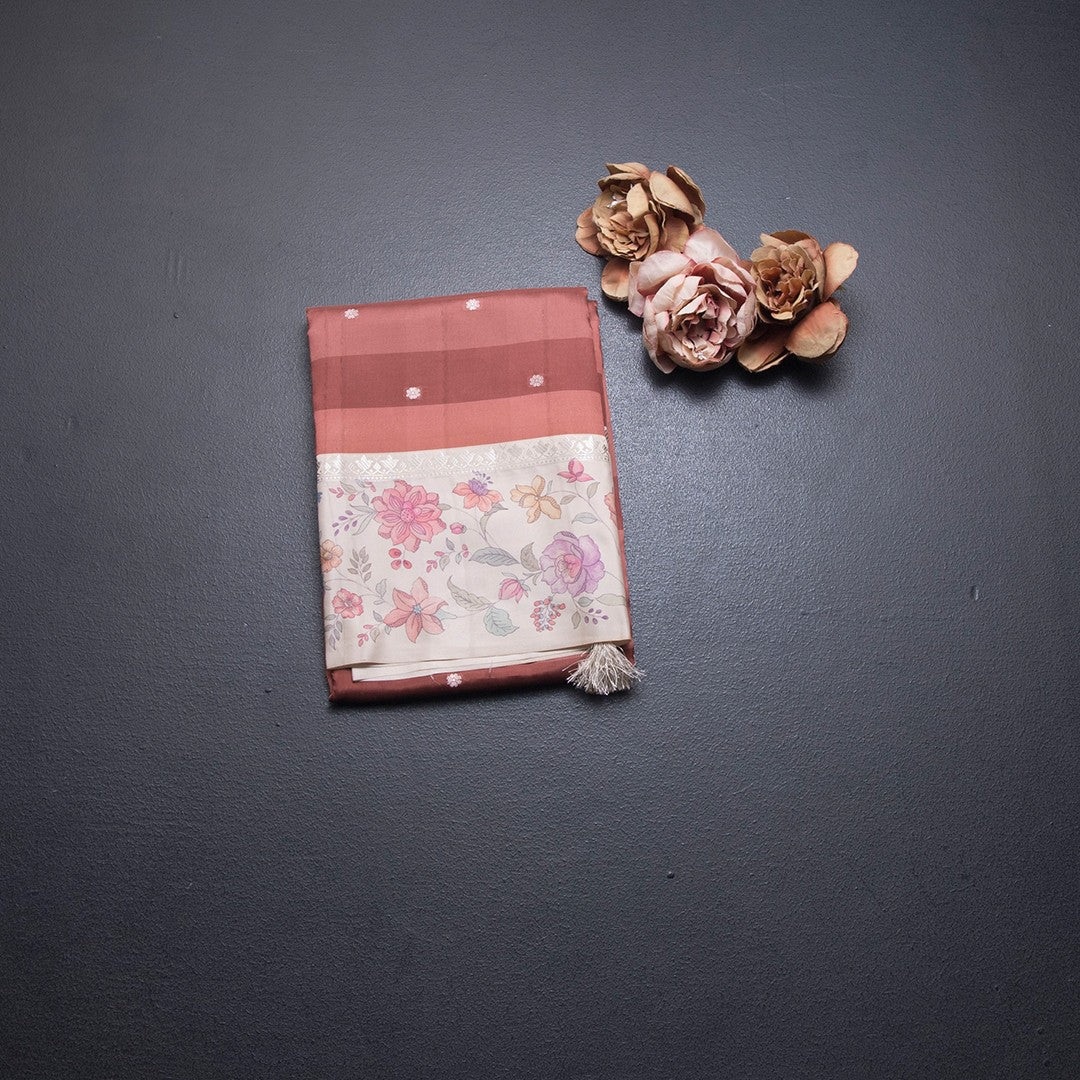 Raw Silk Multi Colour Saree With Zari Buttas And Printed Border