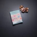 Kota Powder Blue Saree With Thread Buttas And Printed With Zari Border