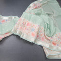Kota Mint Green Saree With Thread Buttas And Printed With Zari Border