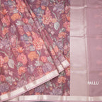 Kota Wine Floral Printed Saree And Zari Border