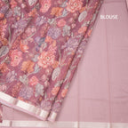 Kota Wine Floral Printed Saree And Zari Border