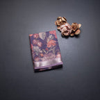 Kota Purple Floral Printed Saree And Zari Border