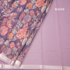 Kota Purple Floral Printed Saree And Zari Border
