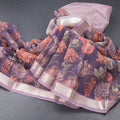 Kota Purple Floral Printed Saree And Zari Border
