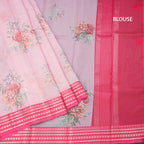 Kota Rose Pink Floral Printed Saree And Zari Border