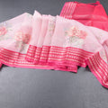 Kota Rose Pink Floral Printed Saree And Zari Border
