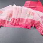 Kota Rose Pink Floral Printed Saree And Zari Border