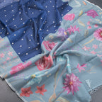 Kota Ink Blue Saree With Thread Buttas And Printed Border - Kumaran Silks