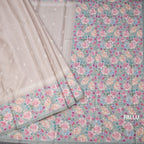 Tussar Light Brown Saree With Thread Buttas And Printed Border