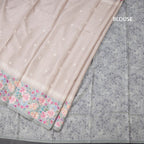 Tussar Light Brown Saree With Thread Buttas And Printed Border