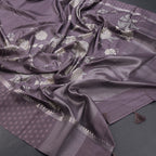 Raw Silk Wine Colour Floral Printed Saree 02 - Kumaran Silks