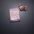 Kota Lavender Saree With Thread Buttas And Printed With Zari Border