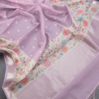 Kota Lavender Saree With Thread Buttas And Printed With Zari Border - Kumaran Silks