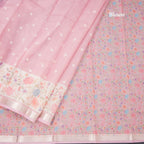 Kota Rose Pink Saree With Thread Buttas And Printed With Zari Border