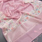 Kota Rose Pink Saree With Thread Buttas And Printed With Zari Border - Kumaran Silks