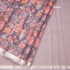 Kota Dark Brown Floral Printed Saree And Zari Border