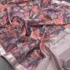 Kota Dark Brown Floral Printed Saree And Zari Border - Kumaran Silks