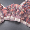 Kota Dark Brown Floral Printed Saree And Zari Border