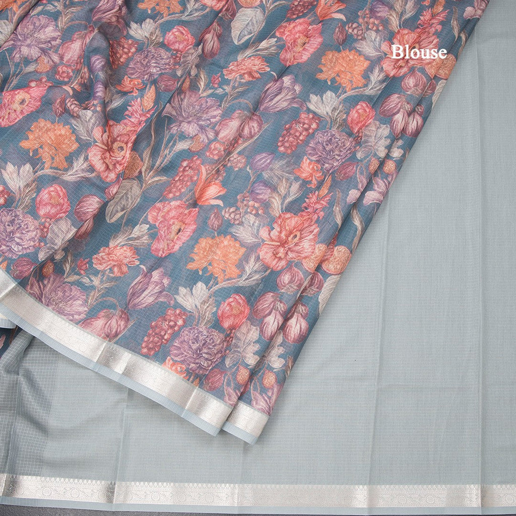 Kota Green Floral Printed Saree And Zari Border