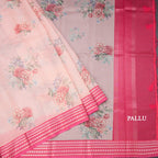 Kota Peach Floral Printed Saree And Zari Border