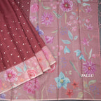 Kota Maroon Saree With Thread Buttas And Printed Border