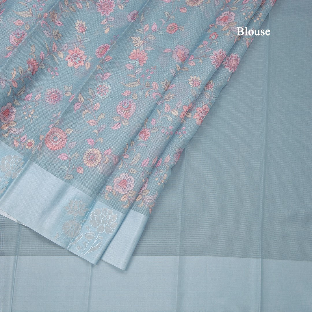 Kota Light Blue Floral Printed Saree